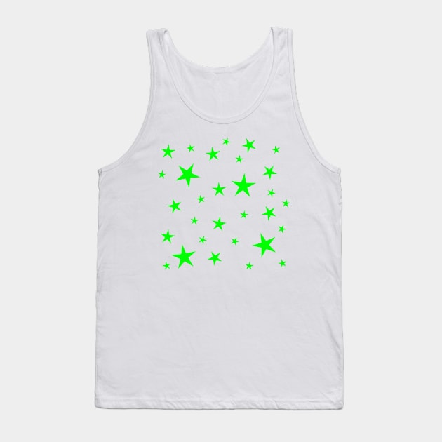 Bright Neon Green Stars Pattern Tank Top by stuartjsharples